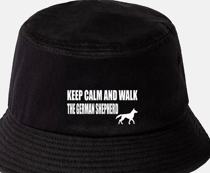 Keep Calm & Walk The German Shepherd Bucket Hat Dog Lovers Gift for Men & Ladies