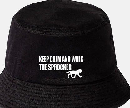 Keep Calm & Walk The Sprocker Bucket Hat Dog Lovers Gift for Men & Ladies