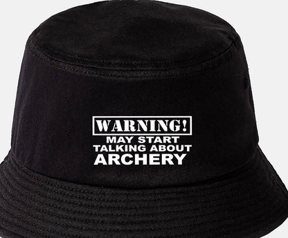 Warning May Talk About Archery Bucket Hat Archers Gift for Men & Ladies