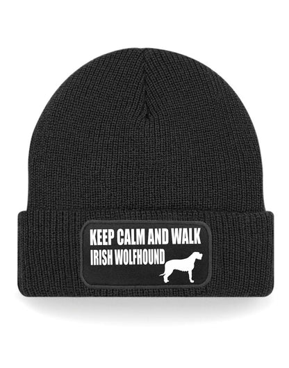 Keep Calm & Walk Irish Wolfhound Beanie Hat Dog Lovers Gift For Men & Ladies