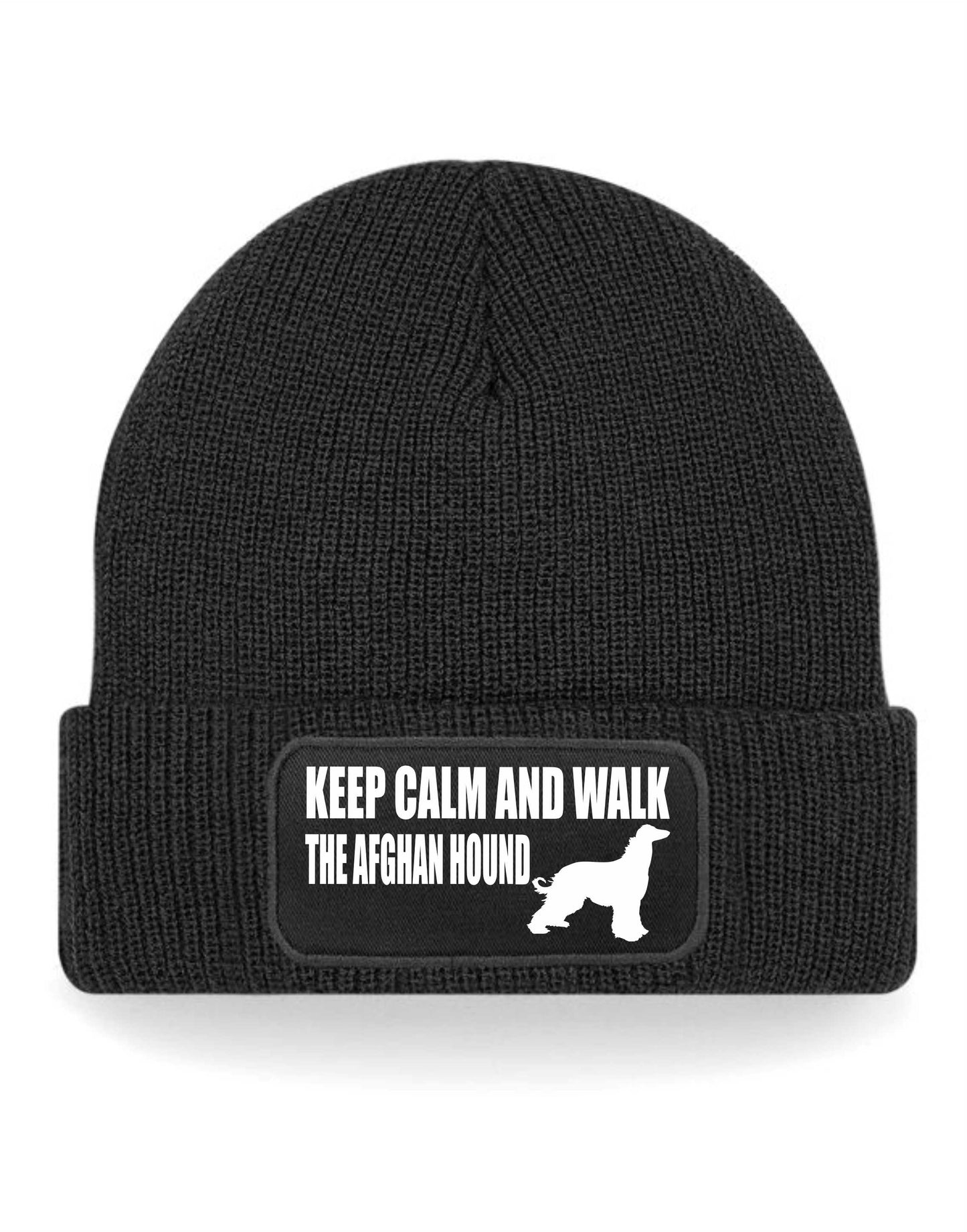 Keep Calm & Walk Afghan Hound Beanie Hat Dog Lovers Gift For Men & Ladies