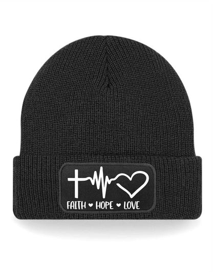 Faith Hope Love Beanie Hat Religious Birthday Gift For Men & Ladies
