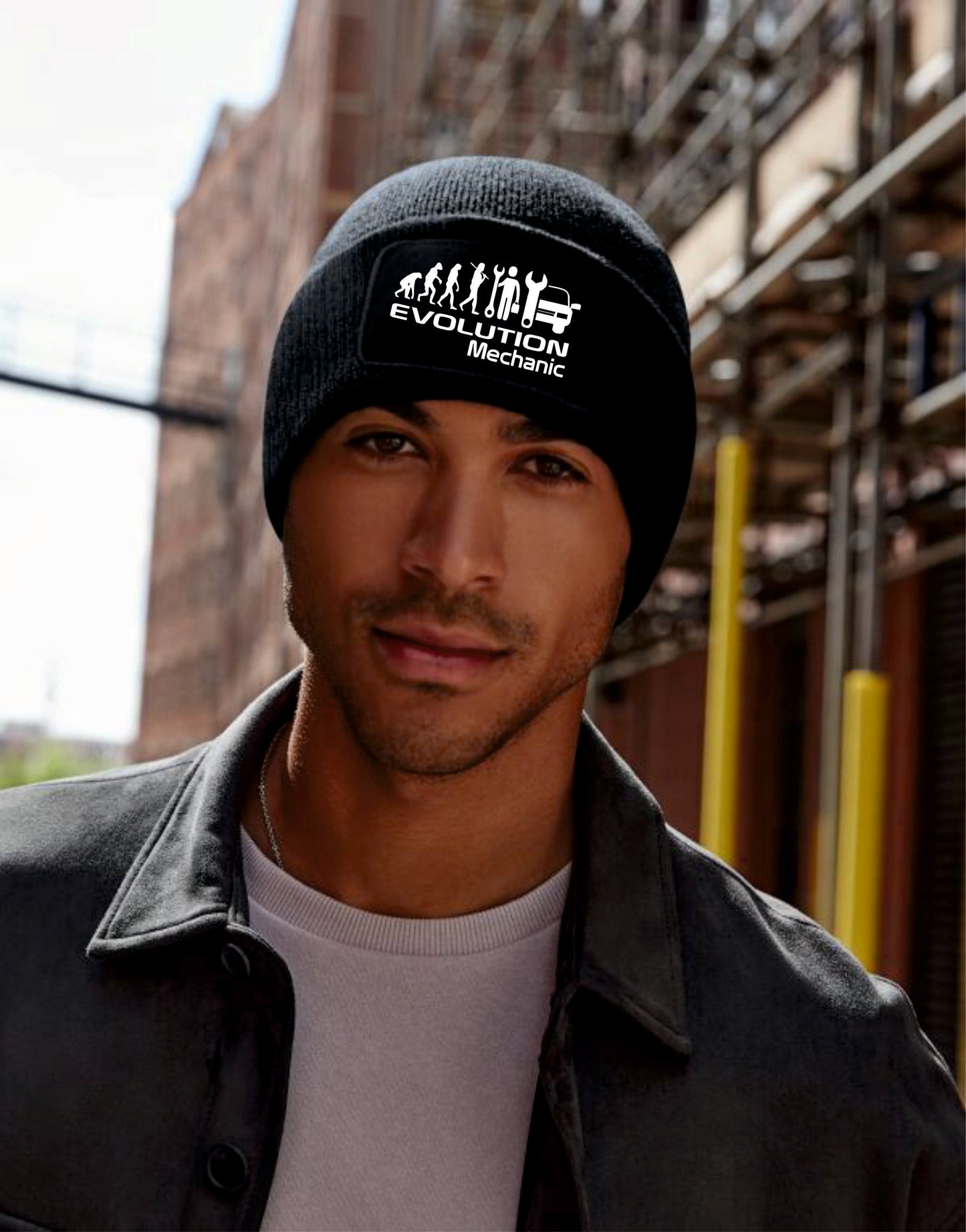 Evolution Of A Mechanic Beanie Hat Birthday Gift Great For Men & Ladies