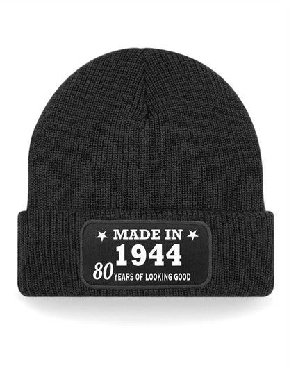 80th Birthday Made In 1944 Beanie Hat Gift for 80 Year Old For Men & Ladies