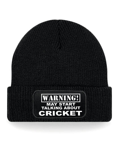 Warning May Talk About Cricket Beanie Hat Birthday Gift Great For Men & Ladies