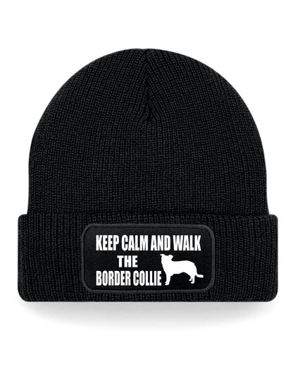 Keep Calm & Walk Border Collie Beanie Hat Dog Lovers Gift Great For Men & Ladies