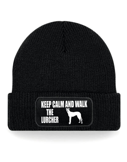 Keep Calm & Walk The Lurcher Beanie Hat Dog Lovers Gift Great For Men & Ladies