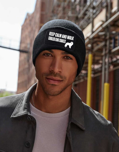 Keep Calm & Walk King Charles Cavalier Beanie Hat Dog Lovers Gift Men & Ladies