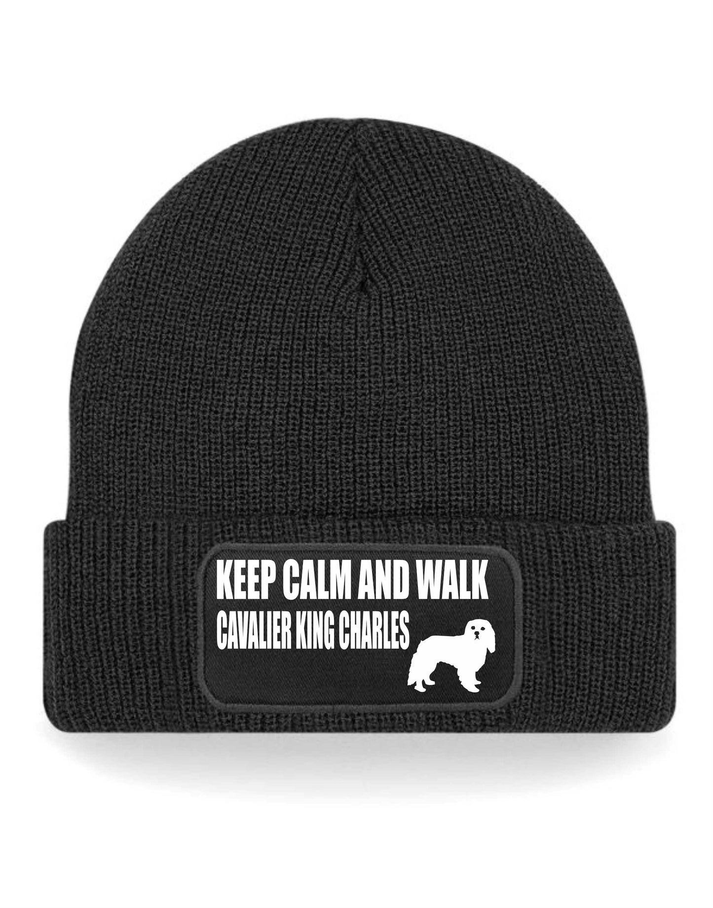 Keep Calm & Walk King Charles Cavalier Beanie Hat Dog Lovers Gift Men & Ladies