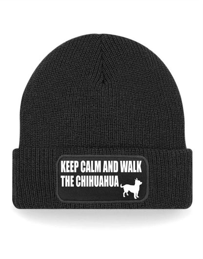 Keep Calm Walk The Chihuahua Beanie Hat Dog Lovers Gift For Men & Ladies