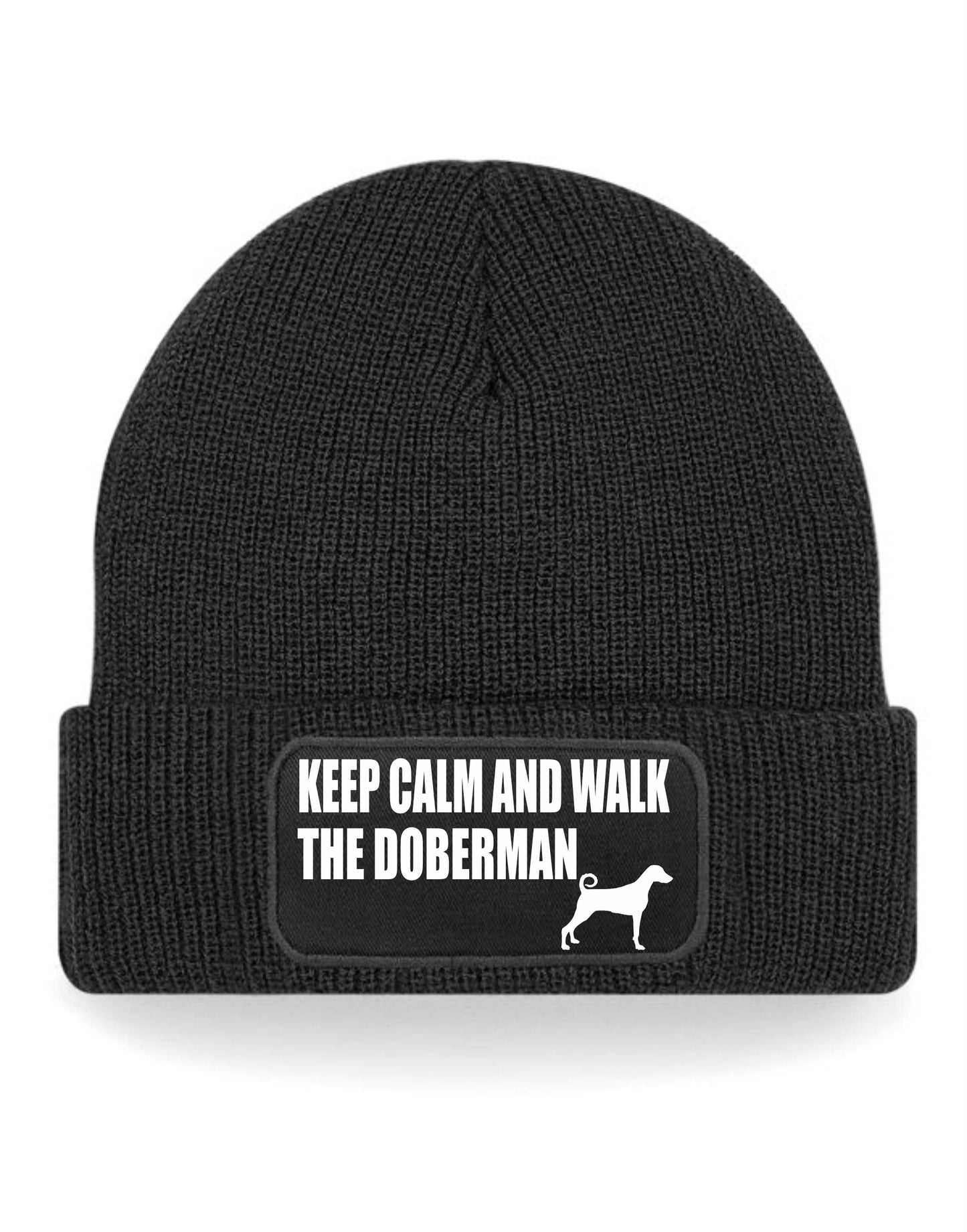 Keep Calm Walk The Doberman Beanie Hat Dog Lovers Gift For Men & Ladies