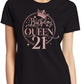 Birthday Queen 21 Ladies Fit T-Shirt 21st Birthday Gift Womens Tee In Rose Gold