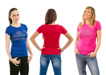 Birthday Entourage Ladies T-Shirt Birthday Gift Womens Tee In Rose Gold