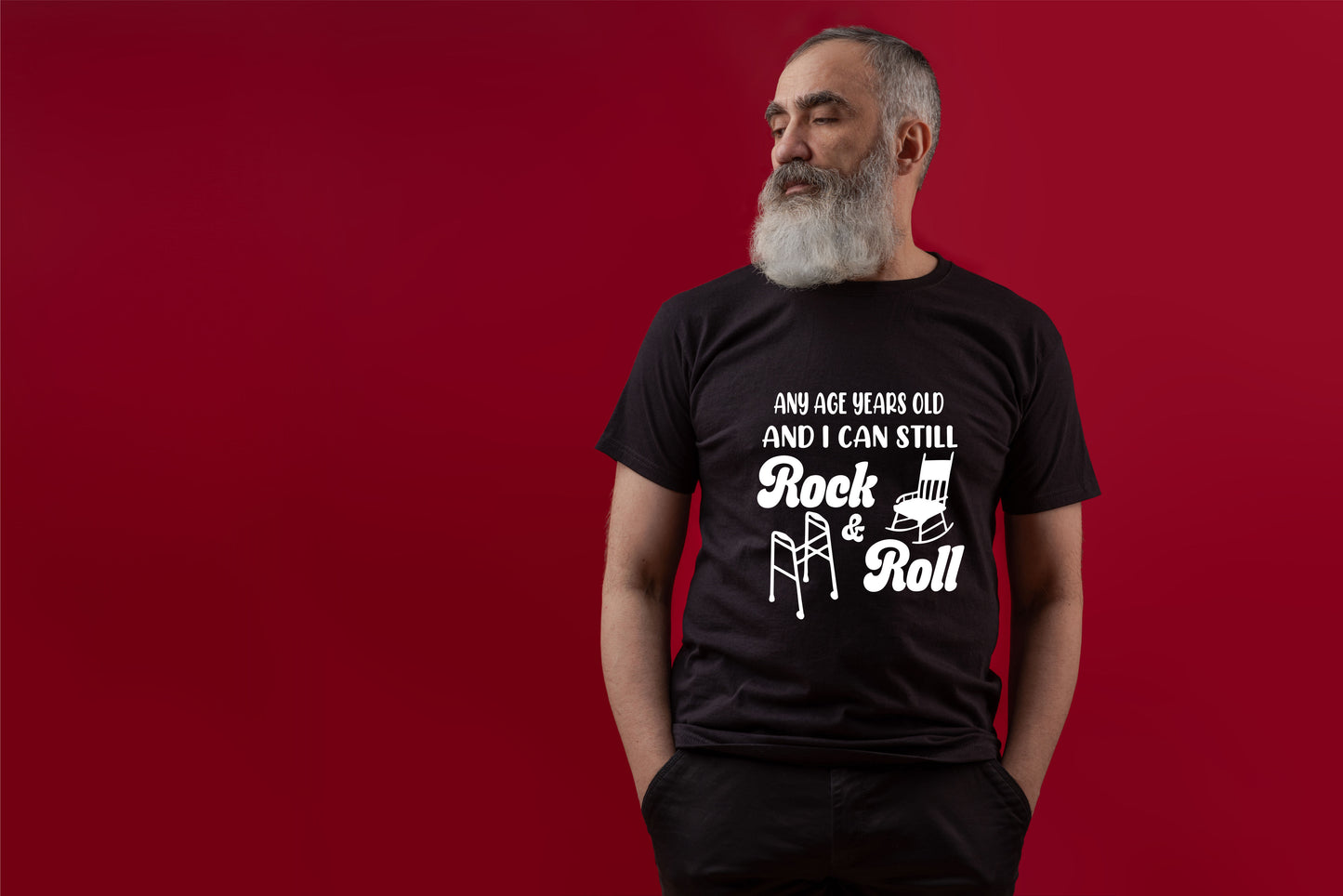 Personalised Men's T-Shirt Rock & Roll  Birthday Age Your Age Here Man's Tee