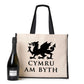 Cymru Am Byth Welsh Dragon Tote Bag Wales Ladies Canvas Shopper