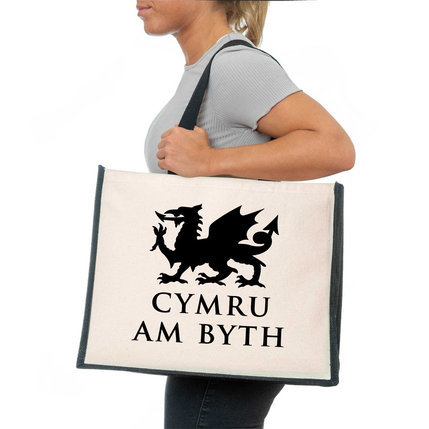 Cymru Am Byth Welsh Dragon Tote Bag Wales Ladies Canvas Shopper
