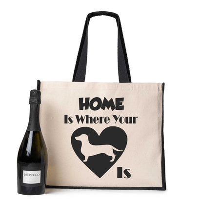 Home Is Where The Dachshund Is Tote Bag Dog Lovers Ladies Canvas Shopper