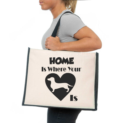 Home Is Where The Dachshund Is Tote Bag Dog Lovers Ladies Canvas Shopper