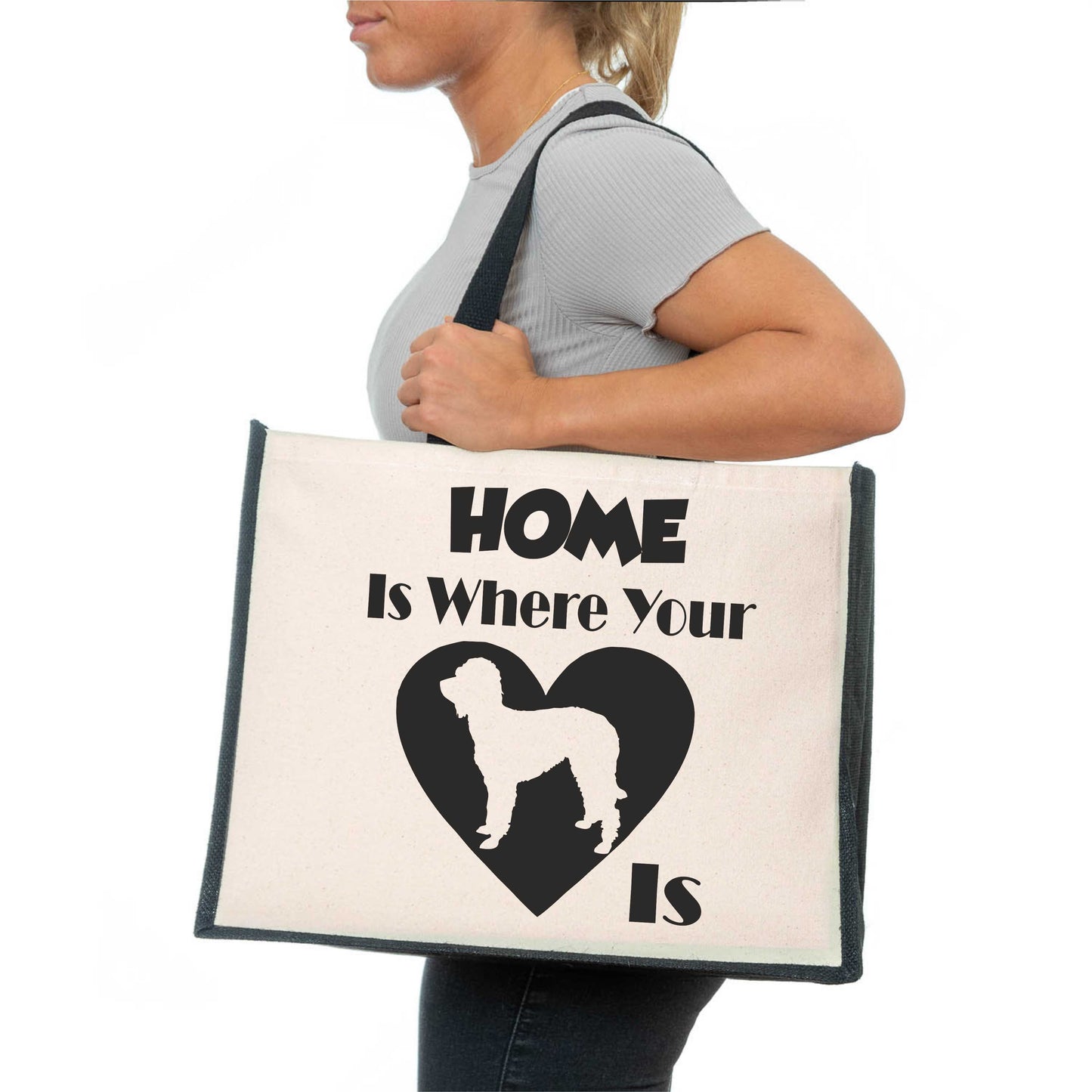 Home Is Where The Labradoodle Is Tote Bag Dog Lovers Ladies Canvas Shopper