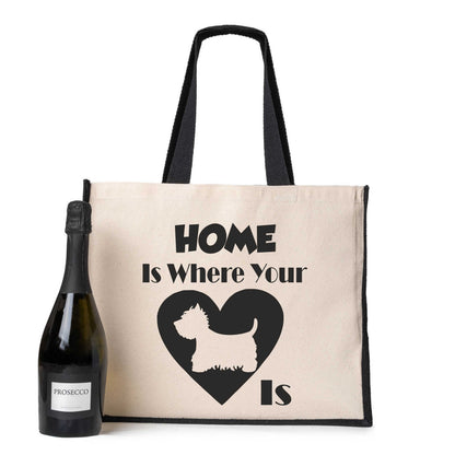 Home Is Where The Westie Is Tote Bag Dog Lovers Ladies Canvas Shopper