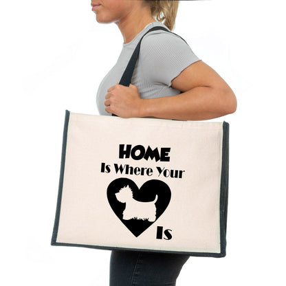 Home Is Where The Westie Is Tote Bag Dog Lovers Ladies Canvas Shopper