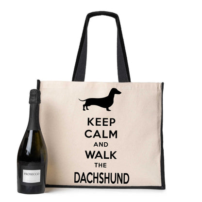 Keep Calm & Walk Dachshund Tote Bag Dog Lovers Ladies Canvas Shopper