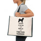 Keep Calm & Walk Tibetan Terrier Tote Bag Dog Lovers Ladies Canvas Shopper