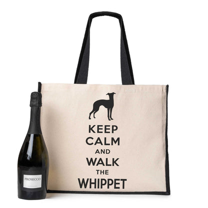 Keep Calm & Walk The Whippet Tote Bag Dog Lovers Ladies Canvas Shopper