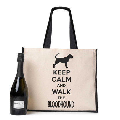 Keep Calm & Walk The Bloodhound Tote Bag Dog Lovers Ladies Canvas Shopper