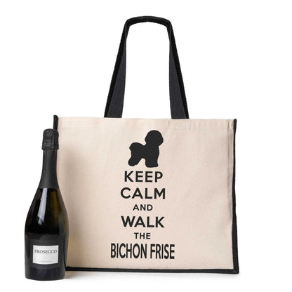 Keep Calm & Walk Bichon Frise Tote Bag Dog Lovers Ladies Canvas Shopper