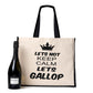 Keep Calm & Gallop Tote Bag Horse Riding Gift For Ladies Canvas Shopper