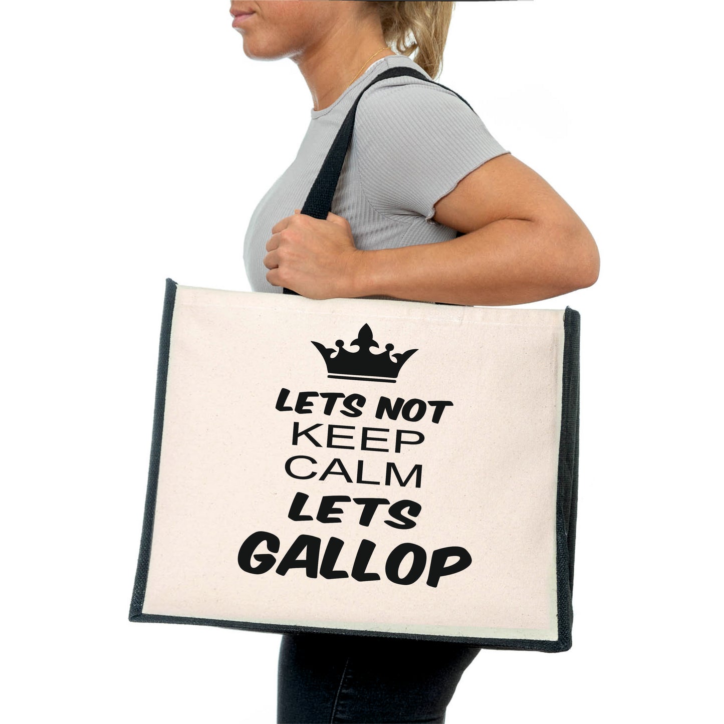 Keep Calm & Gallop Tote Bag Horse Riding Gift For Ladies Canvas Shopper