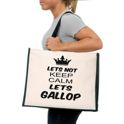 Keep Calm & Gallop Tote Bag Horse Riding Gift For Ladies Canvas Shopper
