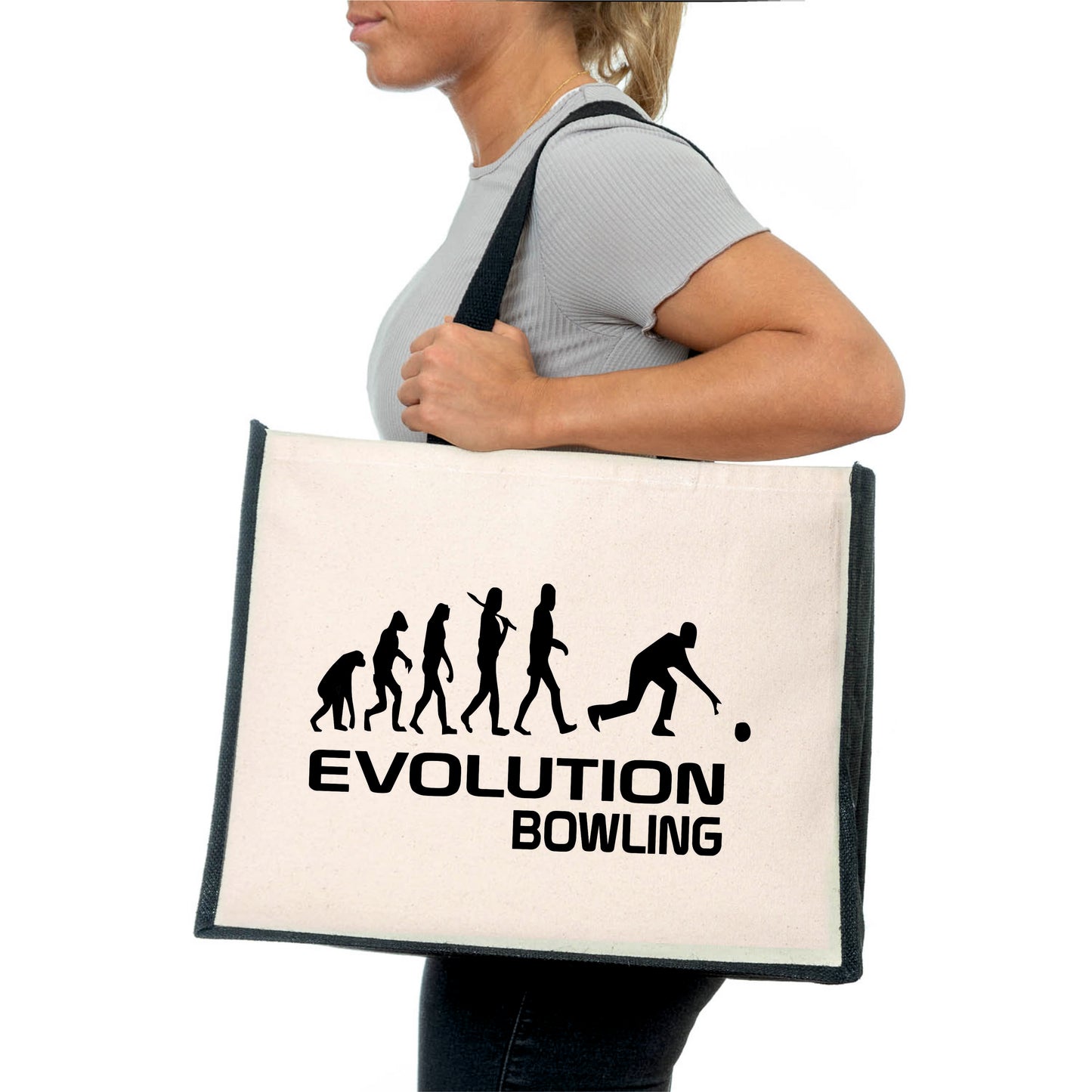 Evolution Of Bowling Tote Bag Crown Green Bowls Gift Ladies Canvas Shopper