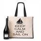 Keep Calm & Sail On Tote Bag Birthday Sailing Gift For Ladies Canvas Shopper