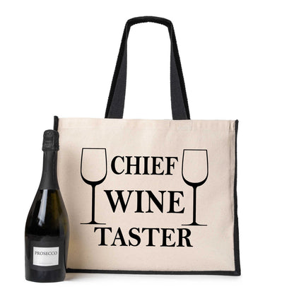 Chief Wine Taster Tote Bag Birthday Ladies Canvas Shopper