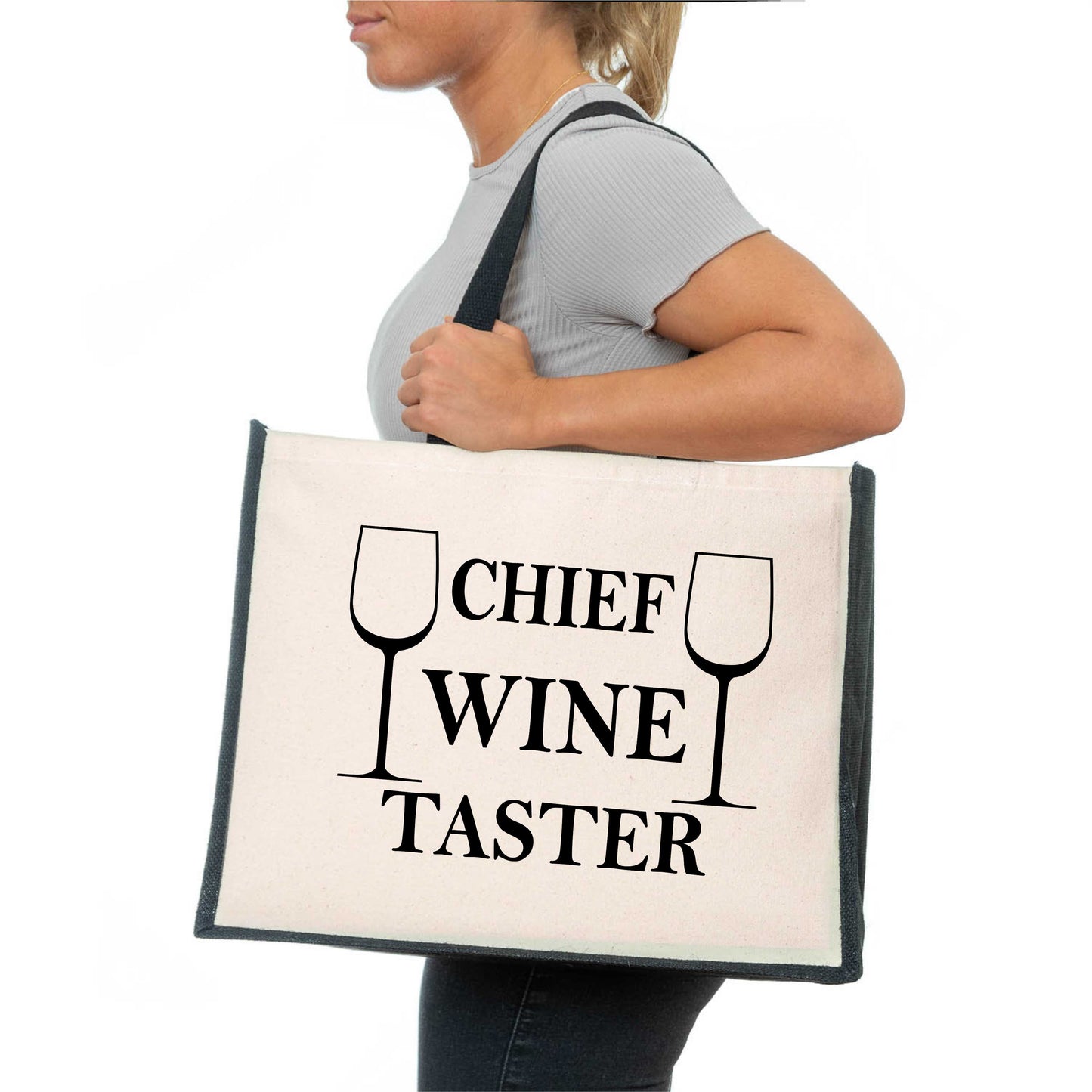 Chief Wine Taster Tote Bag Birthday Ladies Canvas Shopper