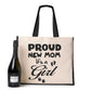 Proud New Mom It's A Girl Tote Bag New Baby Ladies Canvas Shopper