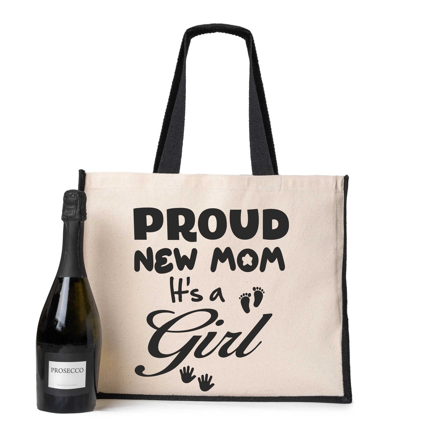 Proud New Mom It's A Girl Tote Bag New Baby Ladies Canvas Shopper