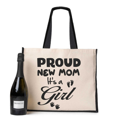 Proud New Mom It's A Girl Tote Bag New Baby Ladies Canvas Shopper