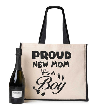 Proud New Mom It's A Boy Tote Bag New Baby Ladies Canvas Shopper