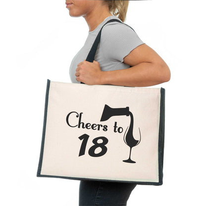 Cheers To 18 Tote Bag 18th Birthday Gift Ladies Canvas Shopper
