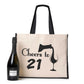 Cheers To 21 Tote Bag 21st Birthday Gift Ladies Canvas Shopper