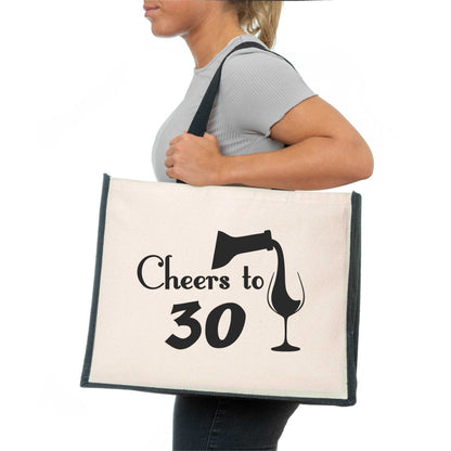 Cheers To 30 Tote Bag 30th Birthday Gift Ladies Canvas Shopper