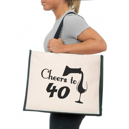 Cheers To 40 Tote Bag 40th Birthday Gift Ladies Canvas Shopper