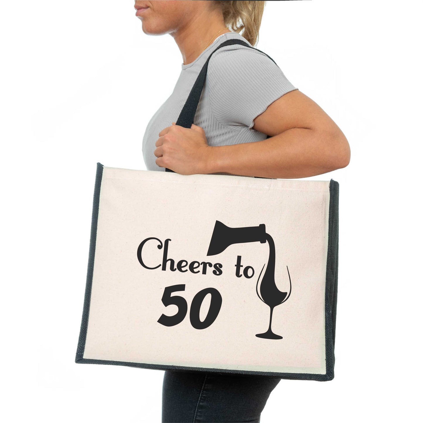Cheers To 50 Tote Bag 50th Birthday Gift Ladies Canvas Shopper