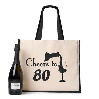 Cheers To 80 Tote Bag 80th Birthday Gift Ladies Canvas Shopper