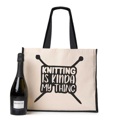 Knitting Is Kinda My Thing Tote Crafting Birthday Gift Ladies Canvas Shopper