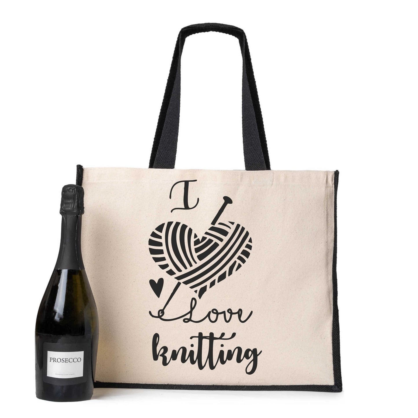 I Love Knitting Tote Bag Crafting Birthday Gift Ladies Canvas Shopper
