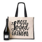 Most Loved Grandma Tote Bag Granny Birthday Gift Ladies Canvas Shopper